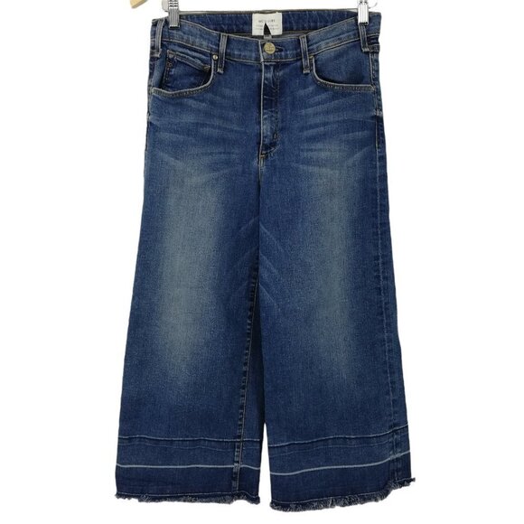 McGuire Wide Leg Cropped Released Raw Hem Jeans Size 26 Bessette Culotte 15F - Picture 1 of 12